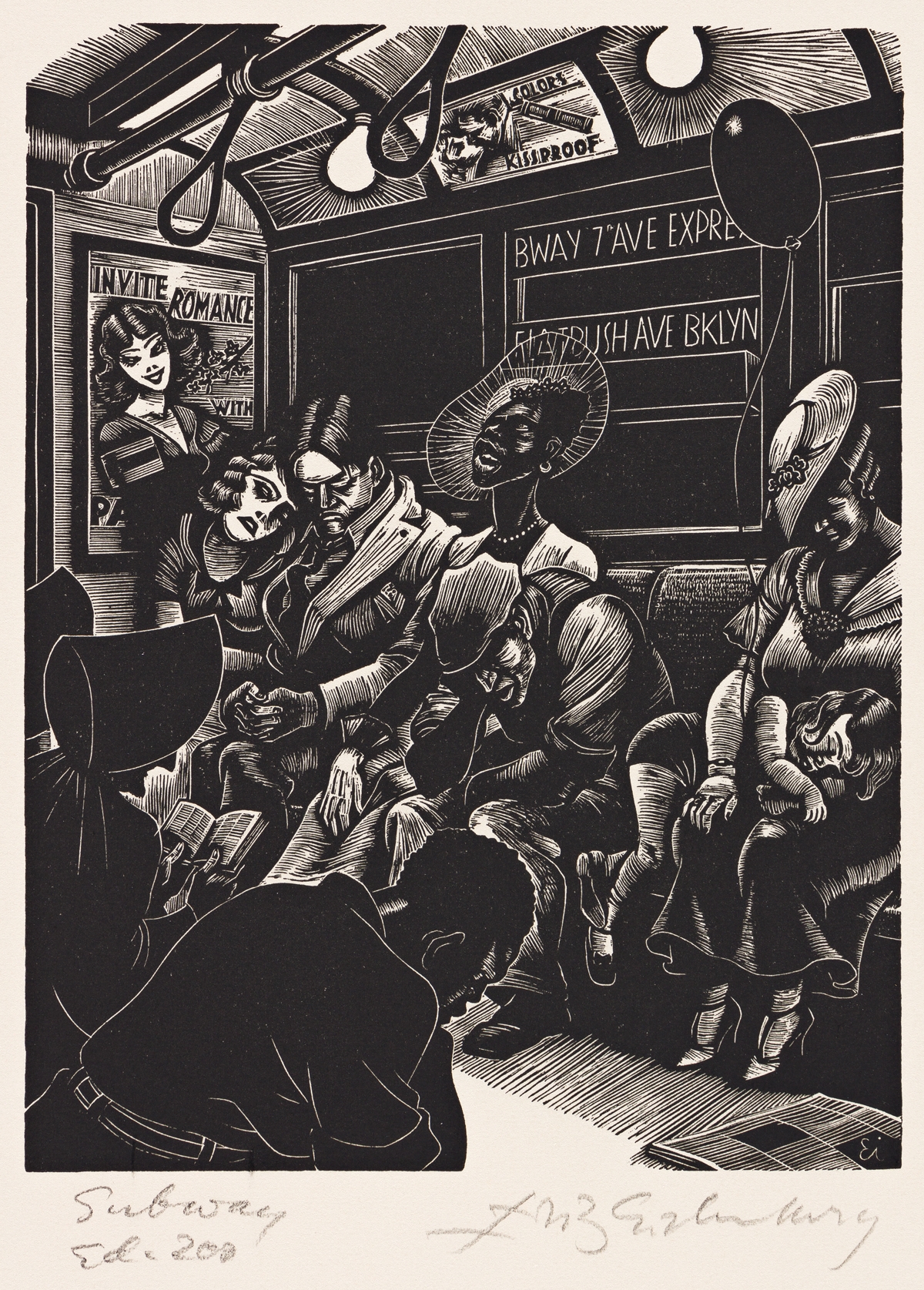 Artwork by Fritz Eichenberg, Subway, Made of engraving