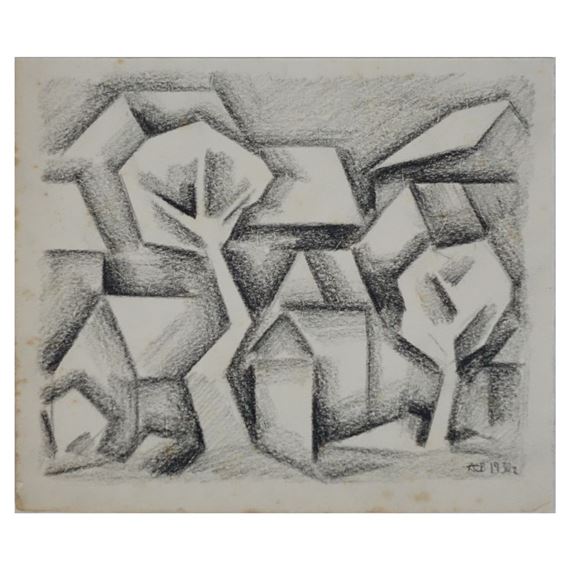 Abstract Landscape Composition by Alexander Vesnin, Dated 1930