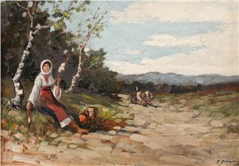 Peasant Woman Hand Spinning - Ion Dobosariu