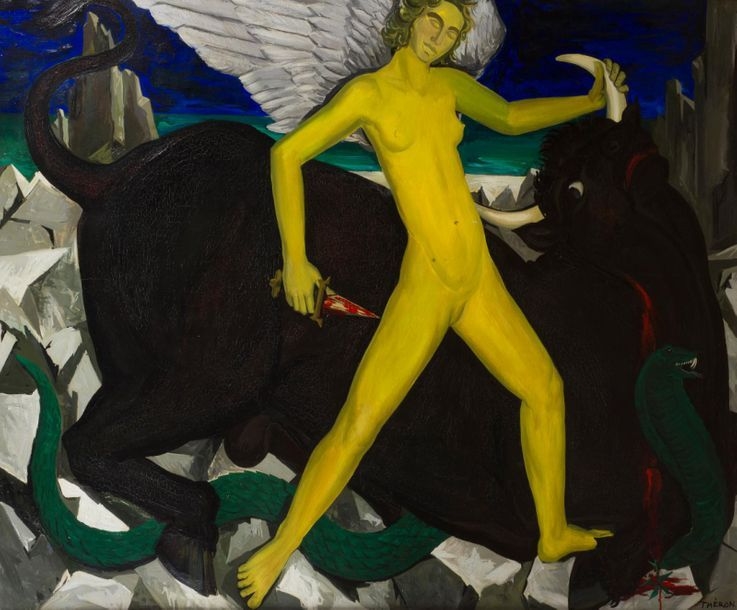 Artwork by Pierre Theron, Le Sacrifice de Mithra, Made of Oil on canvas