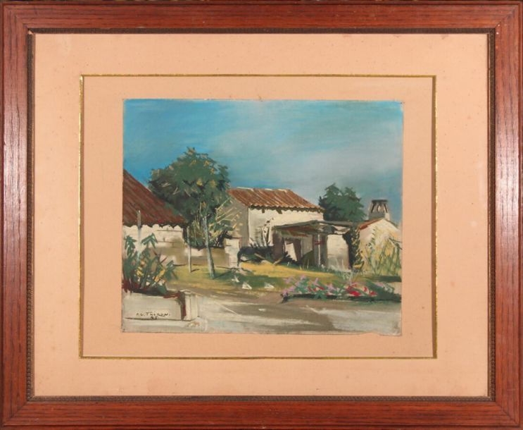 Artwork by Pierre Theron, Hameau, Made of Gouache