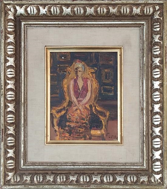 Artwork by Isaac Frenel, Portrait of a seated lady, Made of oil on canvas