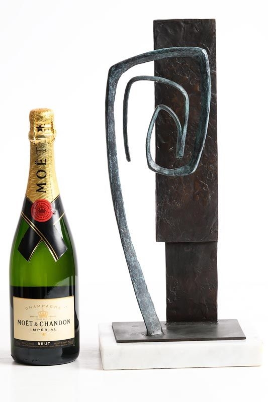 Artwork by Mark Rode, Fern and House, Made of unique bronze on marble base