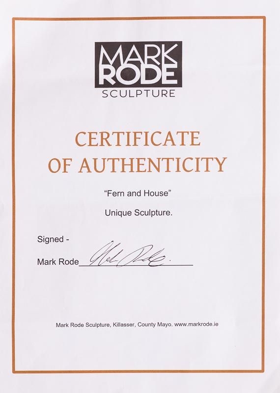 Artwork by Mark Rode, Fern and House, Made of unique bronze on marble base