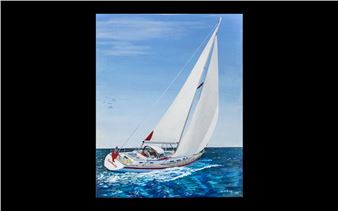 Seascape of Red Herring sail boat - Paul Harding
