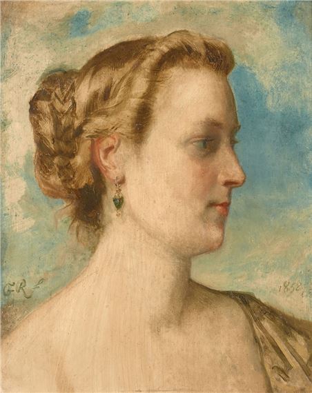 Portrait de femme de profil devant un ciel bleu by Gustave Ricard, 1858