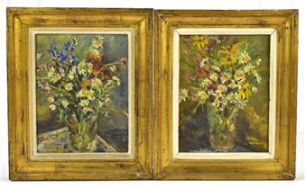 Two works: Still life studies of flowers - Catherine Guerin