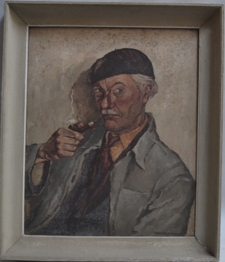 Artwork by Lucien A. Lemasson, PORTRAIT D'HOMME À LA PIPE, Made of Oil on canvas