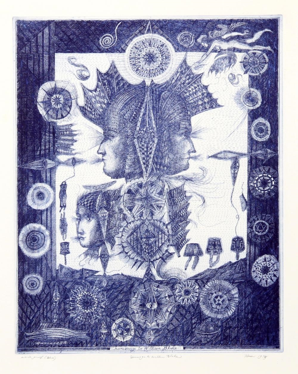 Artwork by Burt Hasen, Homage to William Blake, Made of Etching