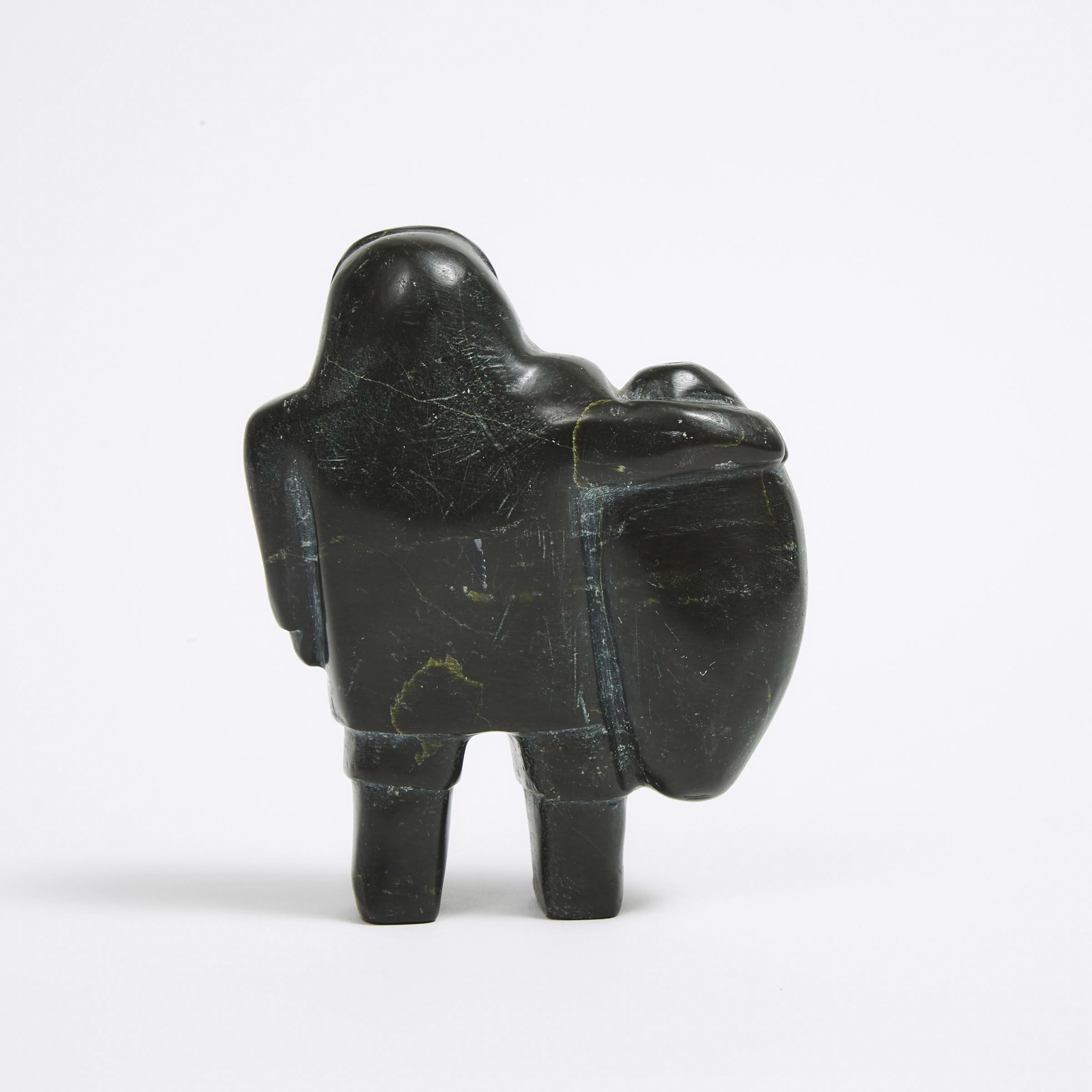 Artwork by Markosee Joan Pitsiulak, HUNTER HOLDING AVATAQ, Made of stone