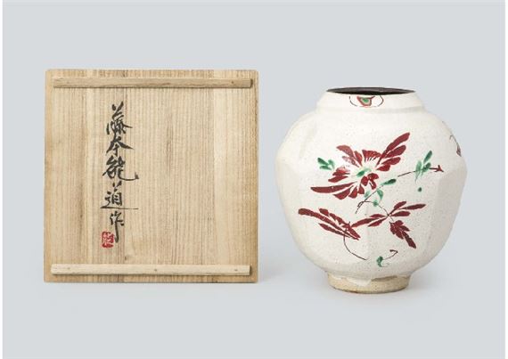 Faceted jar in overglaze enamel