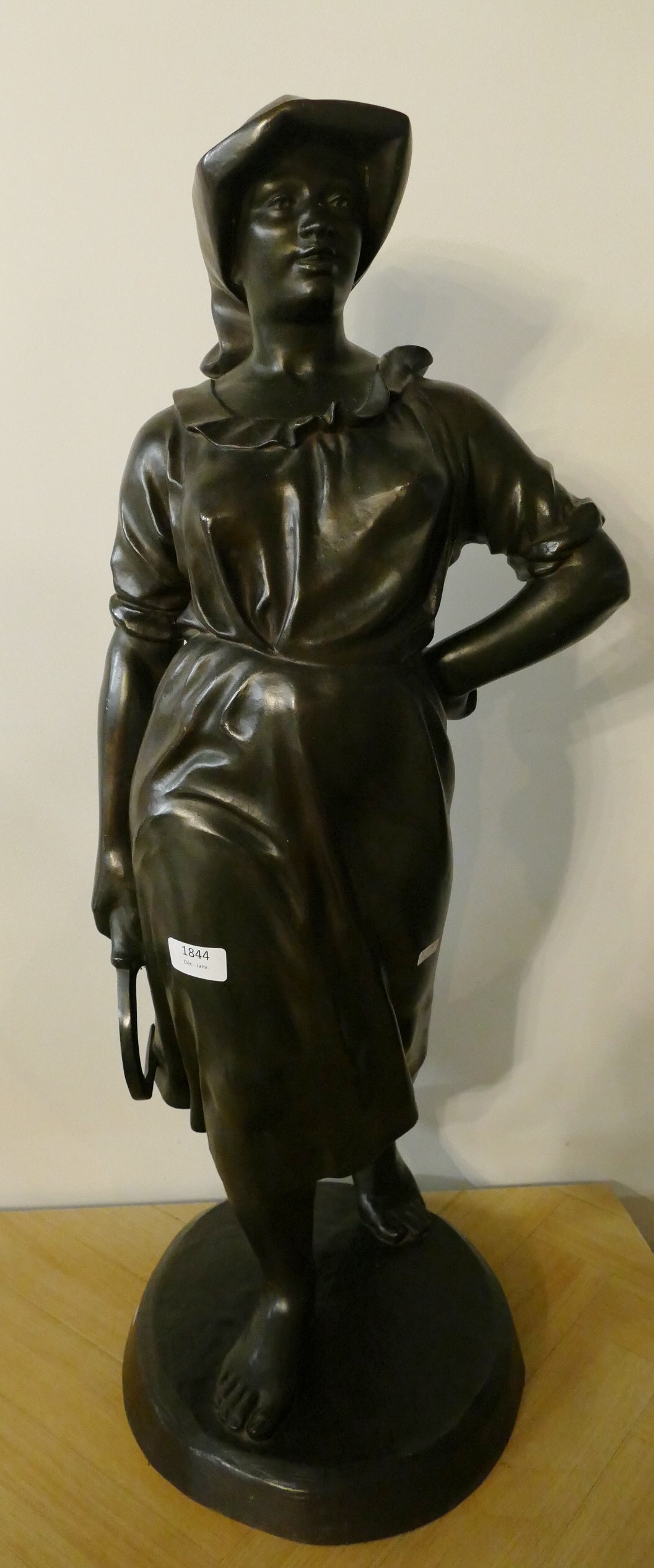 Artwork by Charles Desouches, Jeune fille à la faucille, Made of Bronze