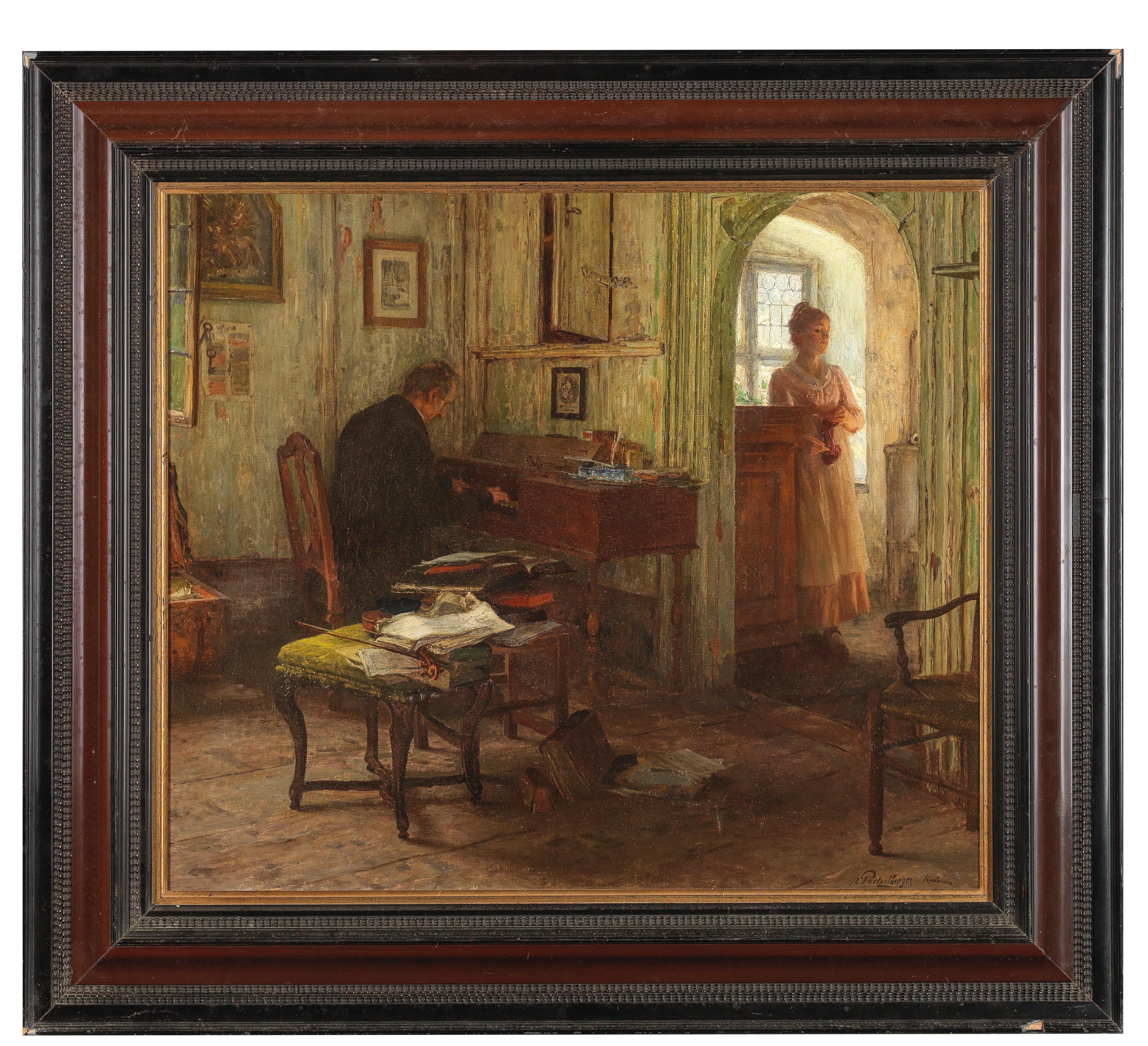Artwork by Robert Poetzelberger, Im Musikzimmer, Made of oil on canvas