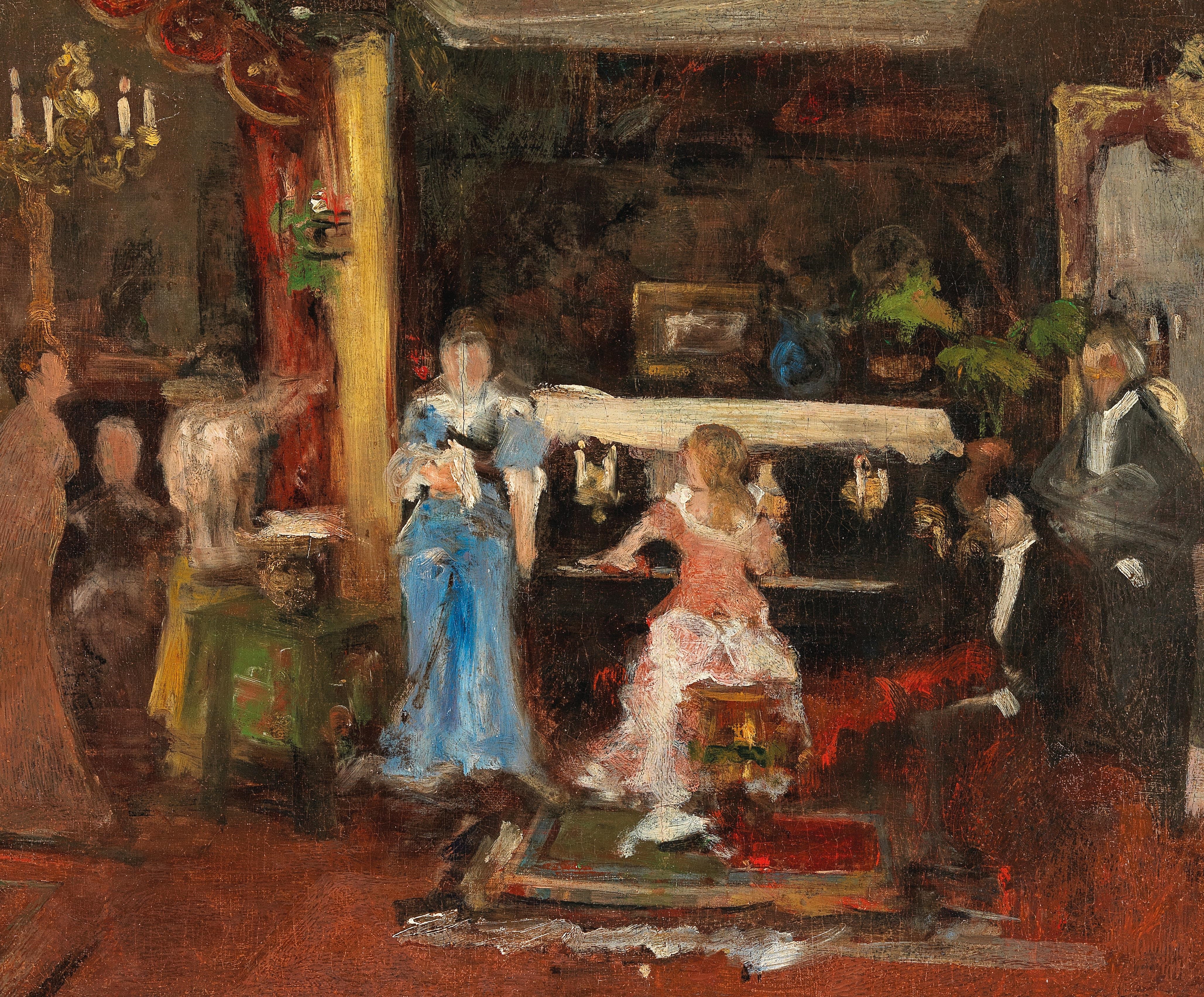 Artwork by Mihaly Munkacsy, Musikabend im privaten Salon, Made of oil on canvas