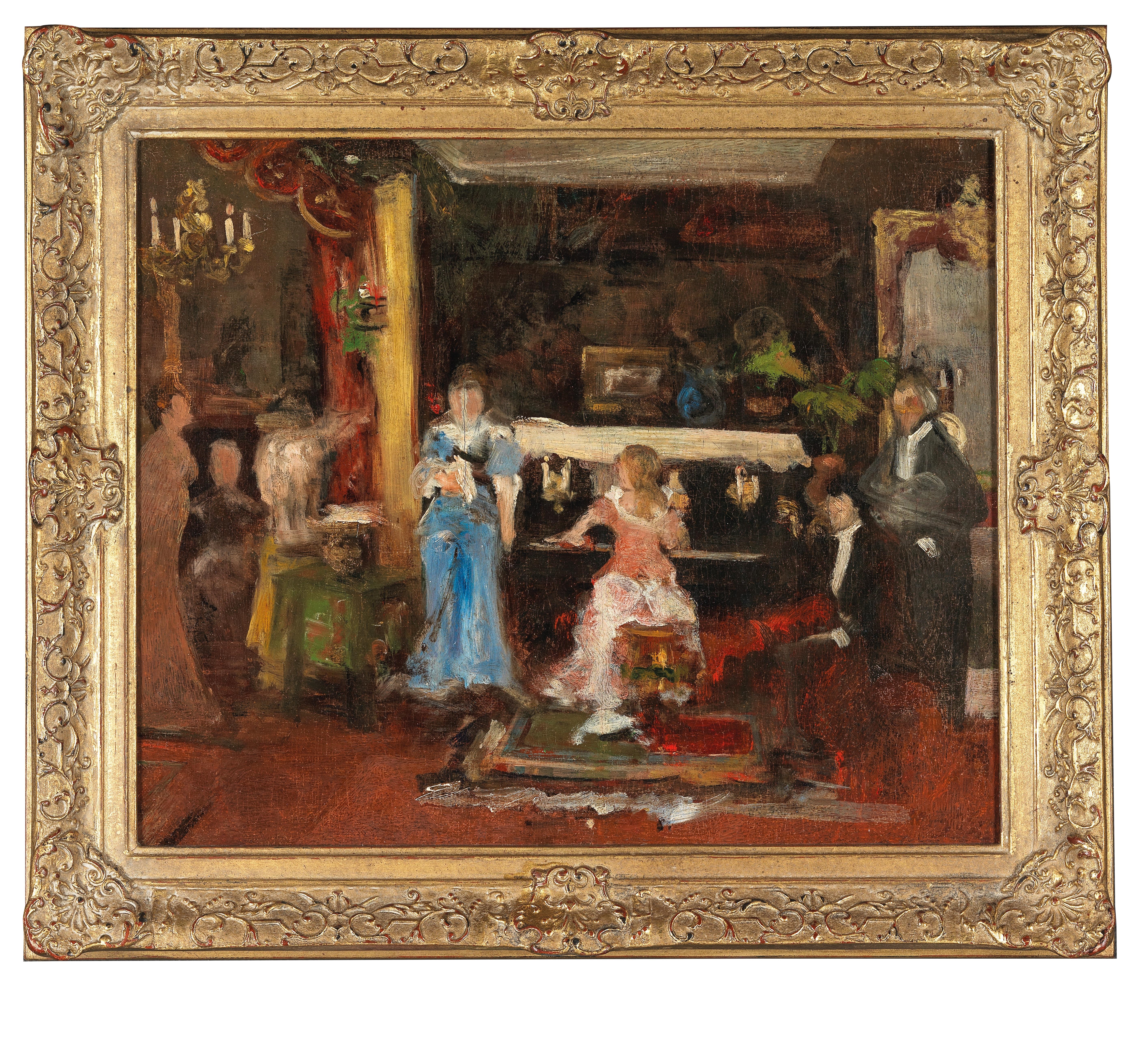 Artwork by Mihaly Munkacsy, Musikabend im privaten Salon, Made of oil on canvas