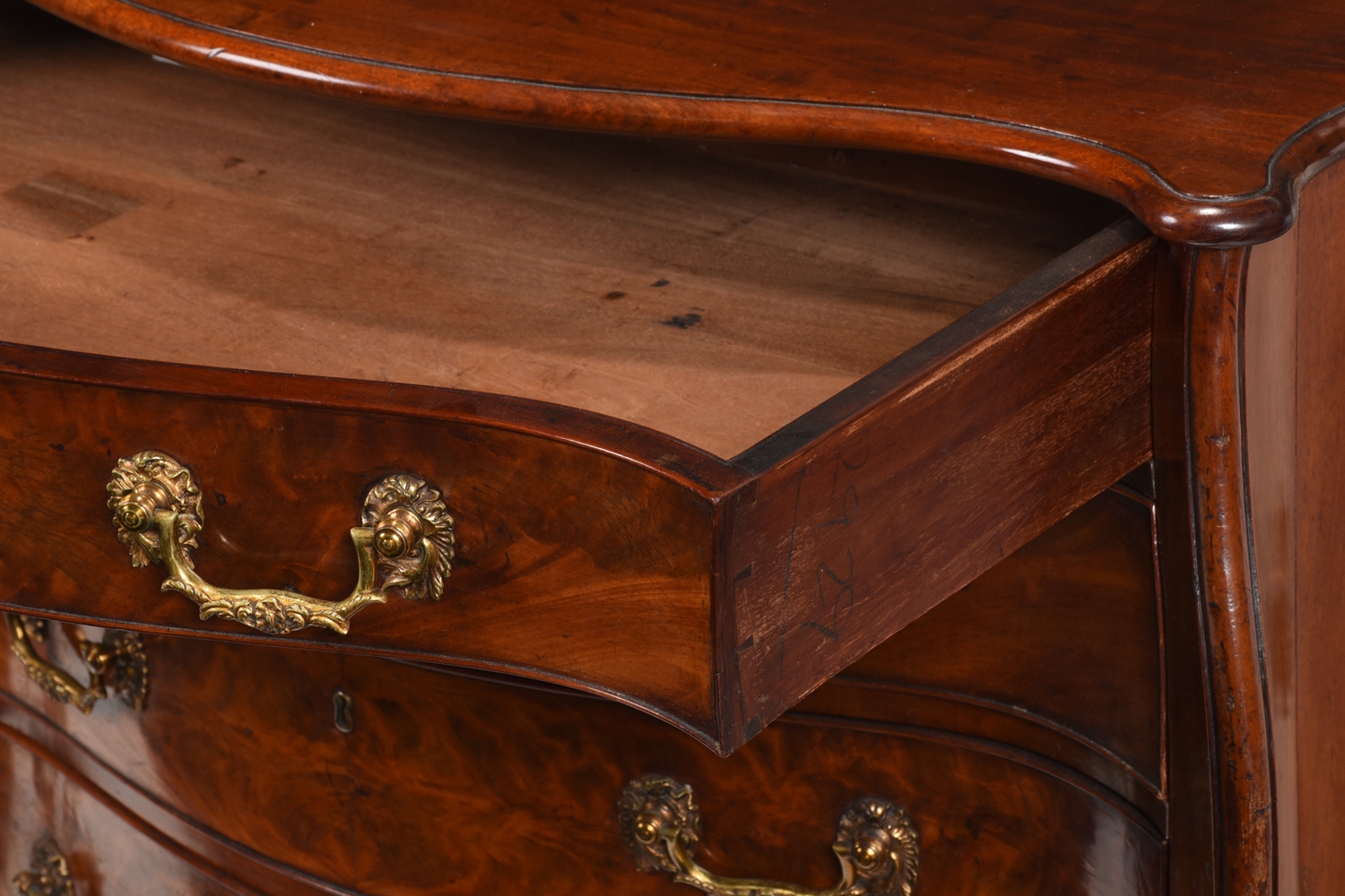 Artwork by Henry Hill Of Marlborough, Very Fine George III Mahogany Bombe Commode attributed to Henry Hill of Marlborough, Made of Mahogany