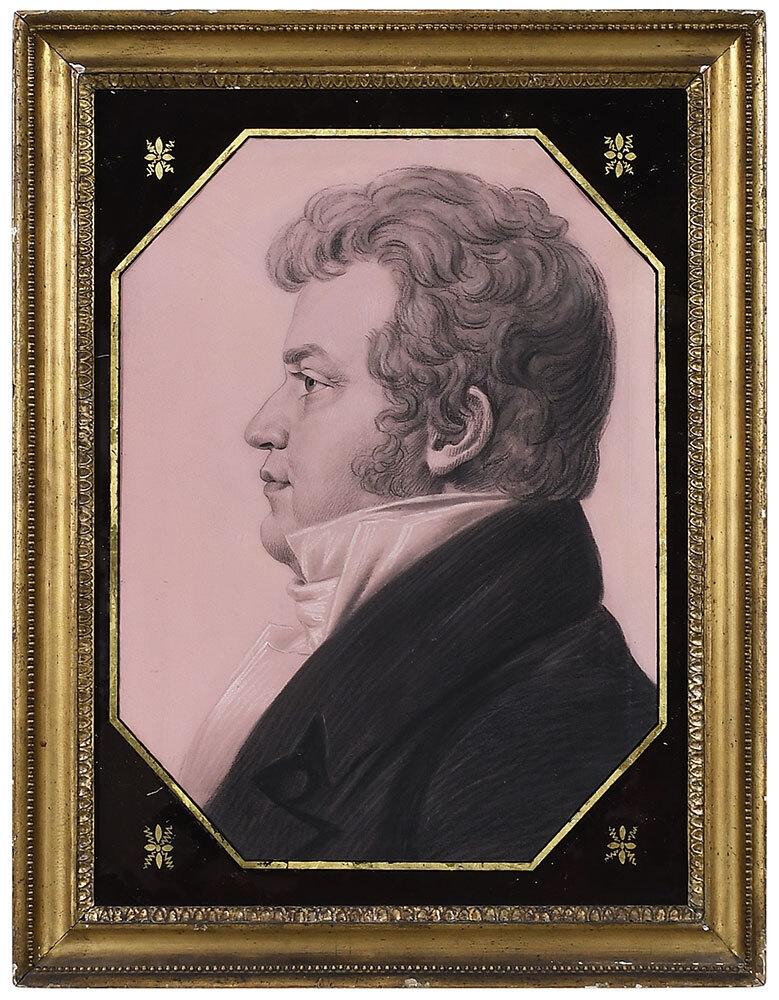 Artwork by Charles-Balthazar-Julien Fevret de Saint-Memin, Portrait of James Bankhead, Made of drawing-watercolor, black and white chalk on paper