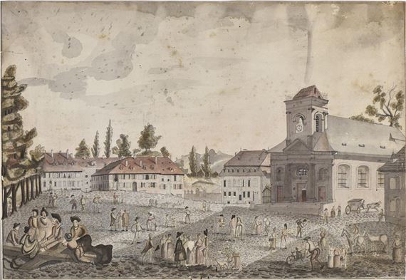 Lively square by German School, 18th Century