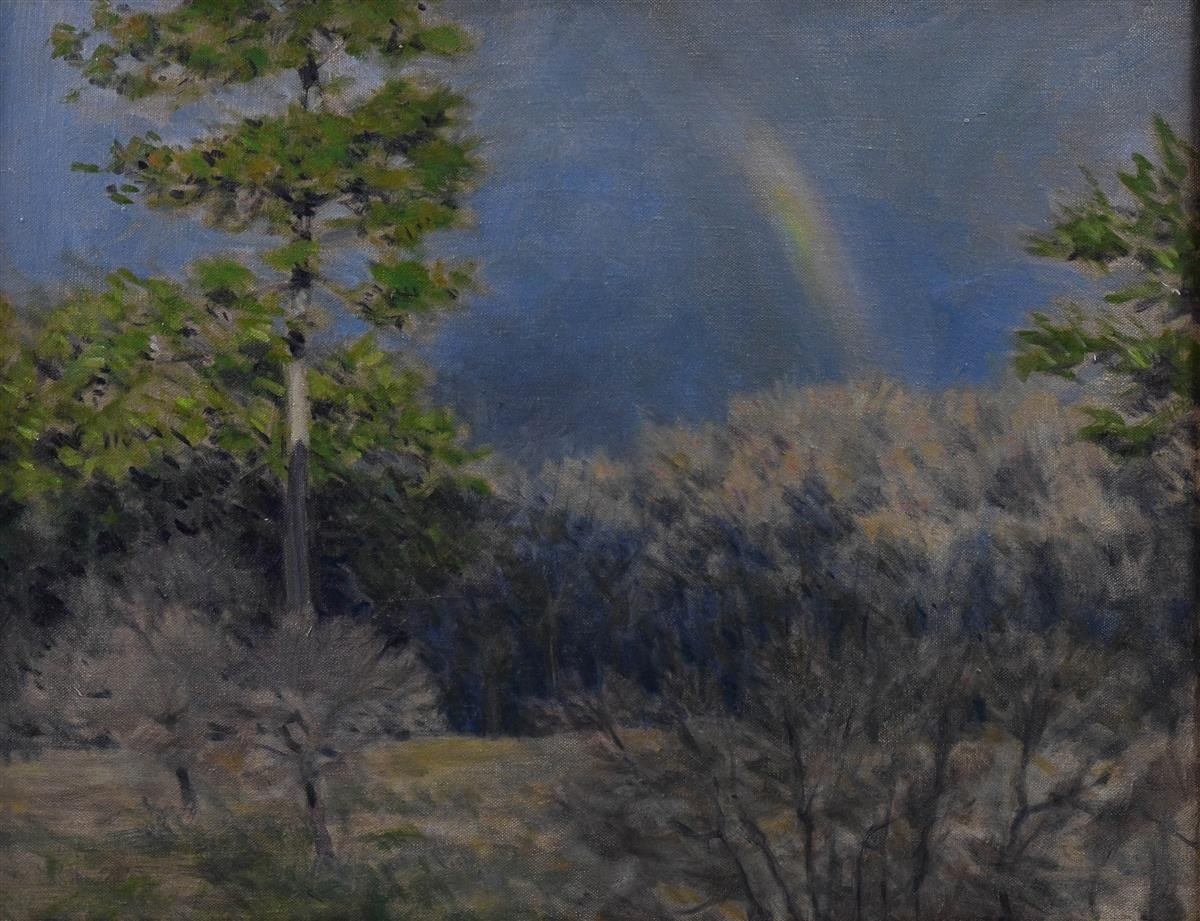 Artwork by Richard Lewis Crozier, LANDSCAPE WITH RAINBOW, Made of Oil on canvas