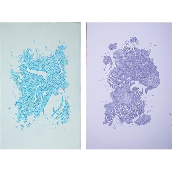 Two works: Commencement; Habituate 2 by Nasser Lubay, 2020