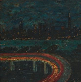 Manhattan by Night from Jersey - Lo Slater