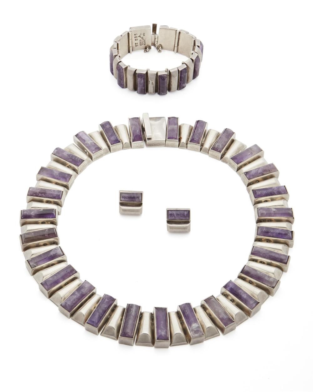 A suite of Antonio Pineda silver and amethyst jewelry by Antonio Pineda, 1953-1979
