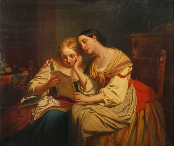 La Lecture by Pierre-Paul Hunin, 1850