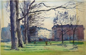 Figures in a London park - O F Olley