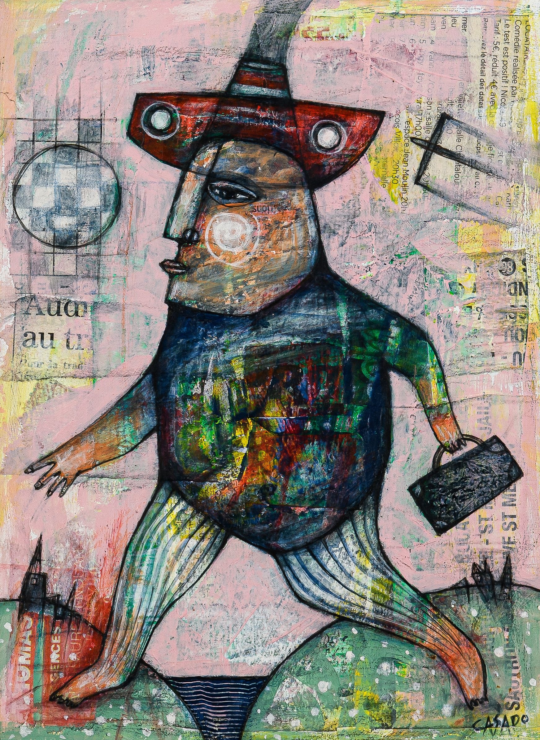 Artwork by Dan Casado, Traveler, Made of Mixed media and gluing on wood panel