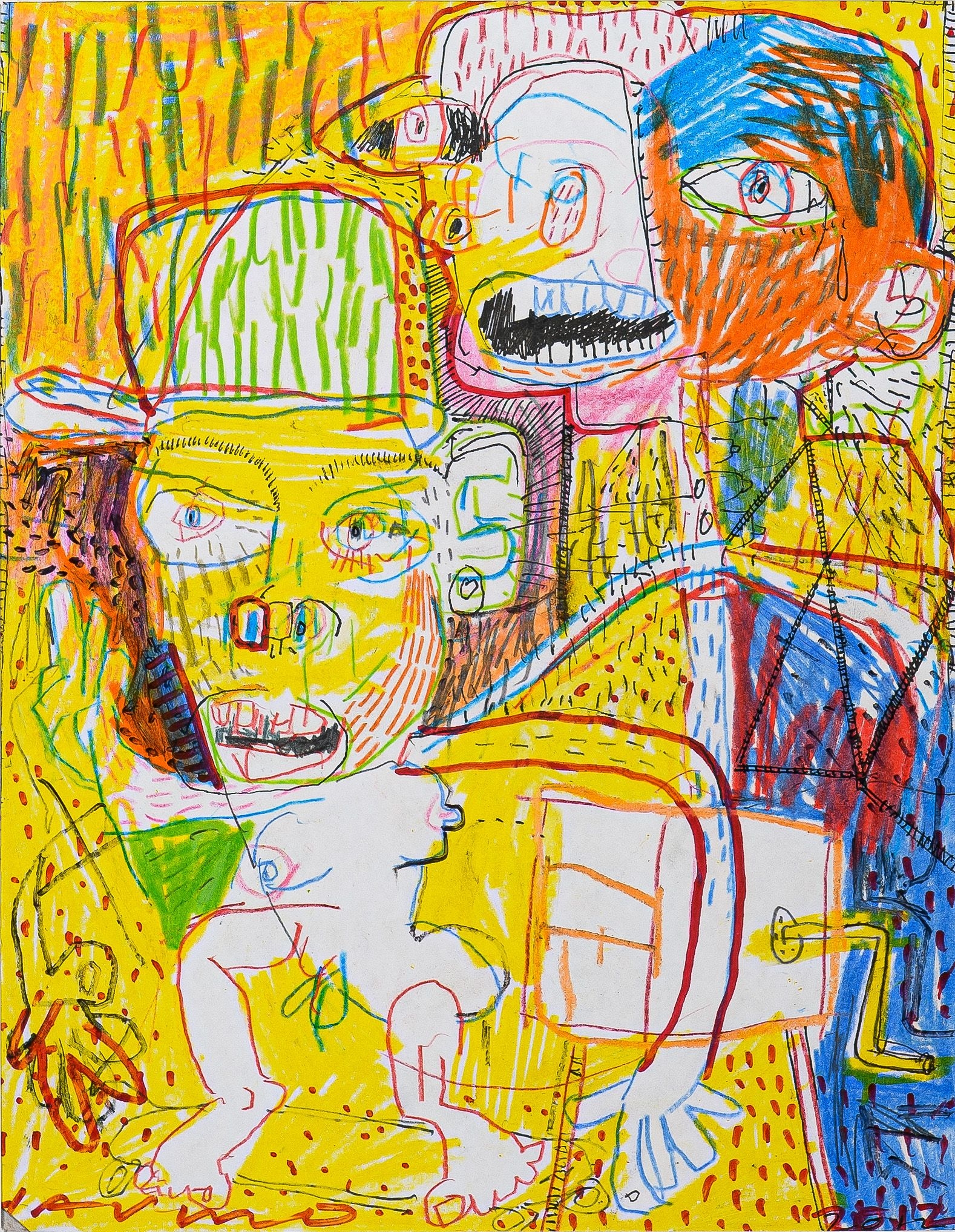 Artwork by David Morris, Organ grinder monkey, Made of Mixed media on paper