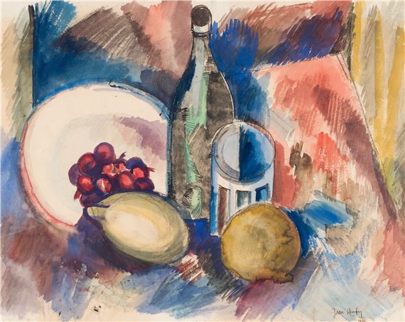 Still life with bottle by Jean Dufy, 1920