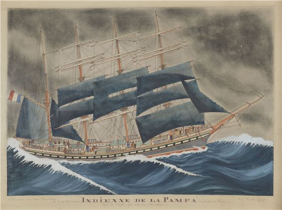The Indian four-master of the Pampa, from the port of Le Havre by Paul-Emile Pajot