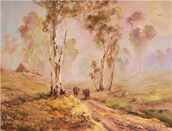 Travelling Cattle in Morning Mist, SA - Anatol Lovas