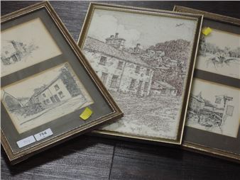 Five Works: George Romney’s cottage, Kendal; Kendal (4) - F. Hodgson