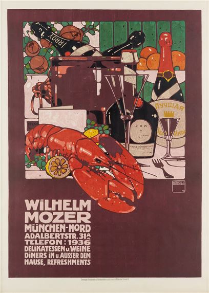 LUDWIG HOHLWEIN Vintage German Poster Deutsches Theater Restaurant 1907