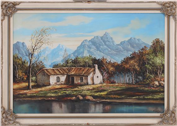 Zicht op een boerderij te Zuid-Afrika by Nico Coertze, 1967