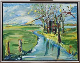 Landschap met watertje - Al Hellebrand