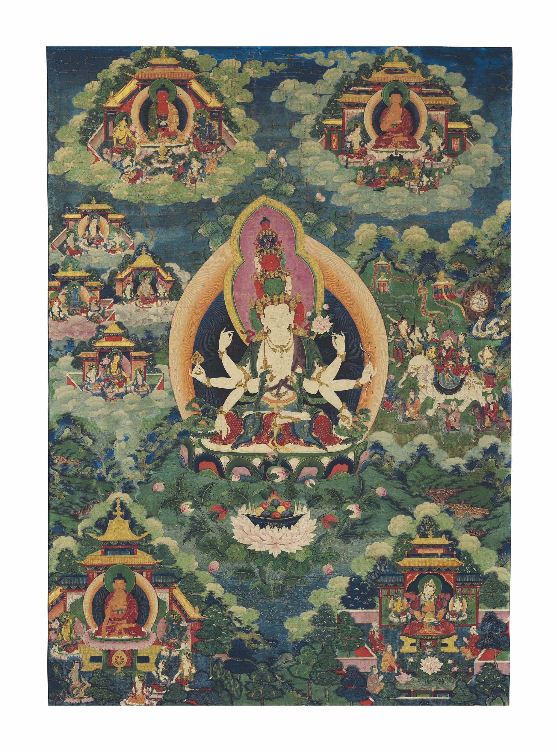 A PAINTING OF AN ELEVEN-FACED LOKESHVARA by Tibetan School, 18th Century, 18TH CENTURY