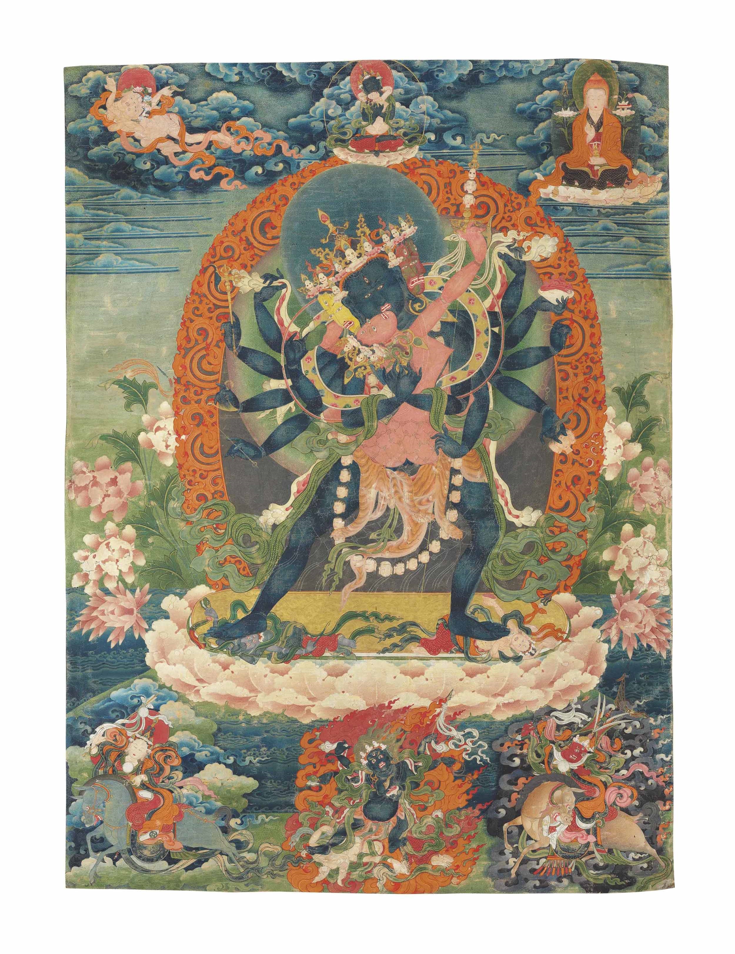 Artwork by Tibetan School, 18th Century, A PAINTING OF CHAKRASAMVARA AND VAJRAVARAHI, Made of PAINTING