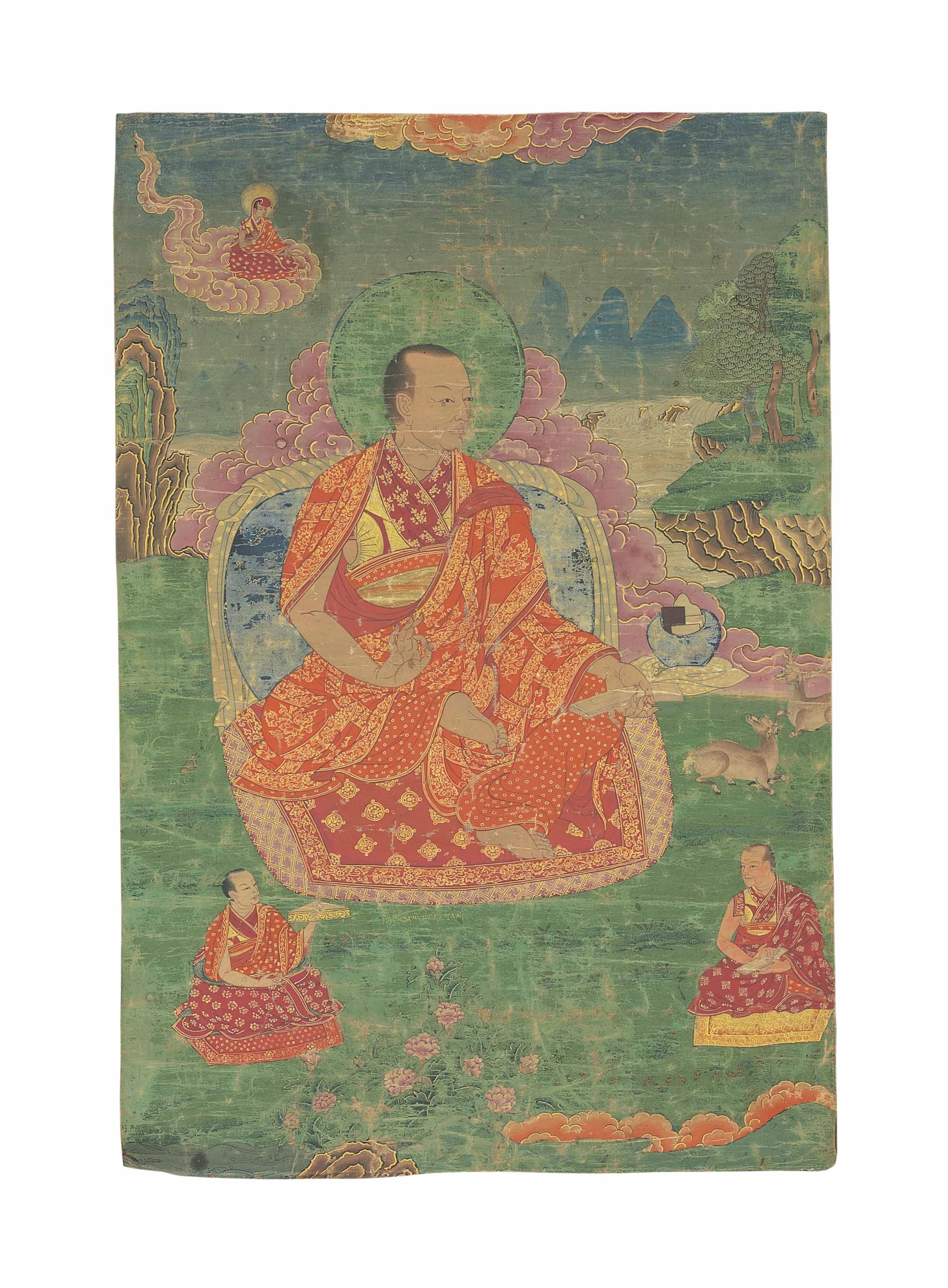 A painting of Jamyang Dewa'I Dorje by Tibetan School, 18th Century, 18th/19th century