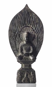A VERY RARE BRONZE FIGURE OF SHAKYAMUNI BUDDHA - Chinese School, 5th Century