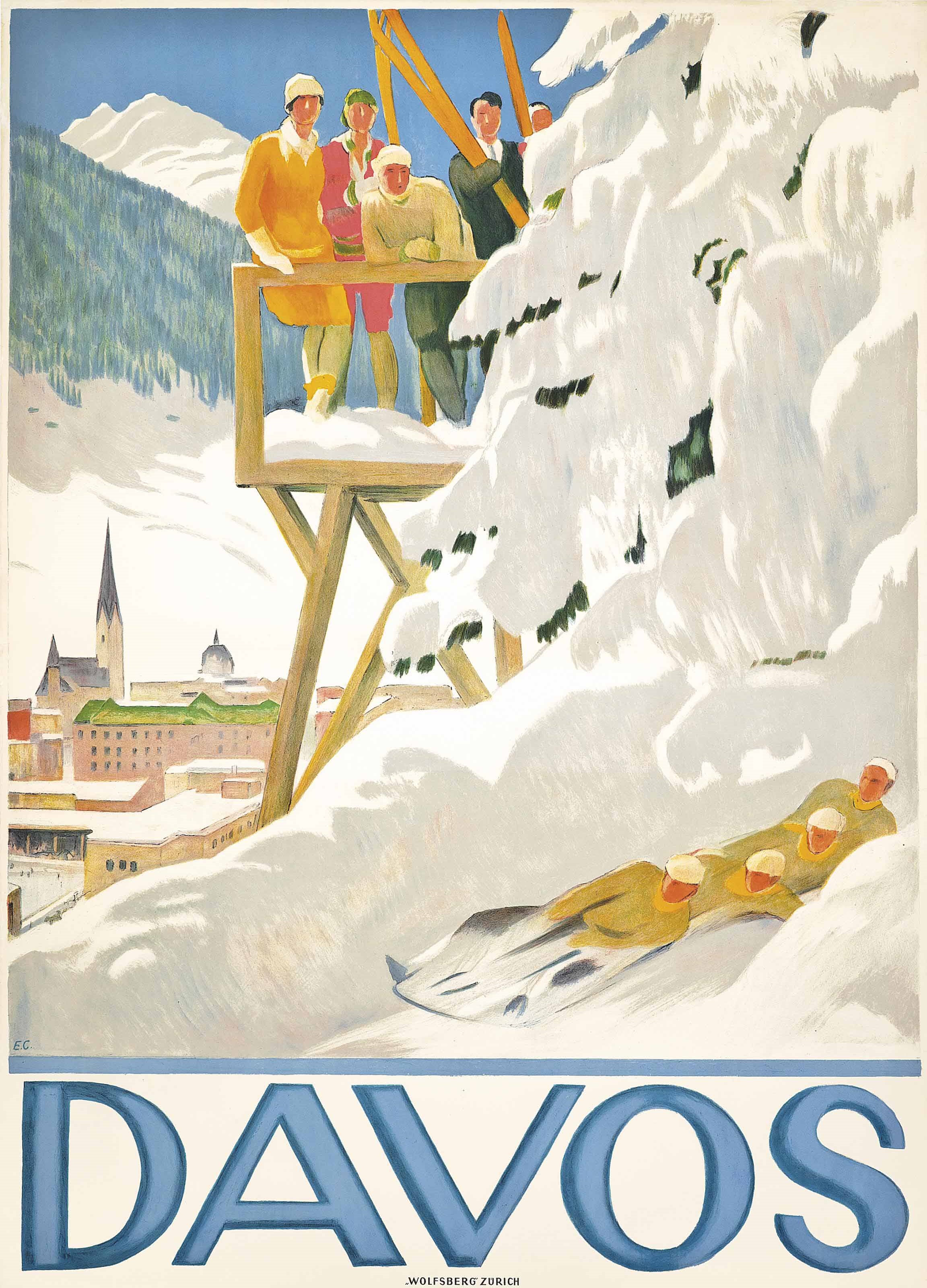 Artwork by Emil Cardinaux, DAVOS, Made of lithograph in colours