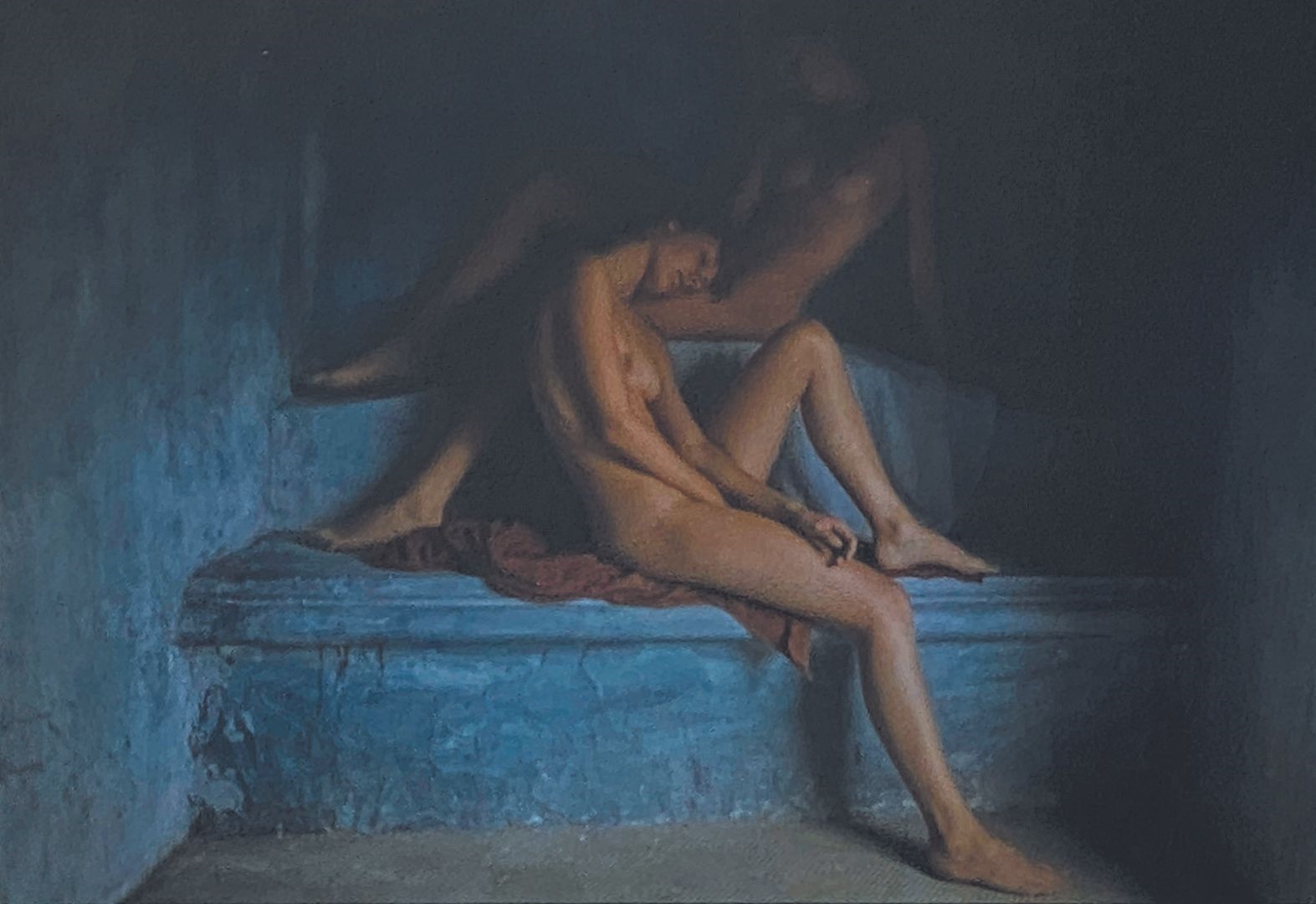 Artwork by David Hamilton, Two nudes on a blue background, Made of Subseque...