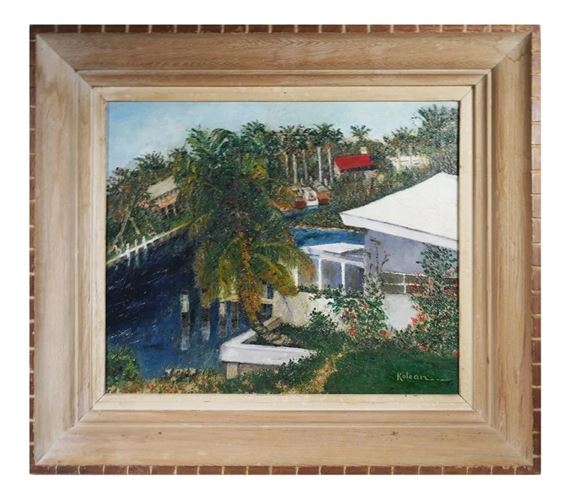 man-made Florida waterway with seawalls and docks by Peter Kolean