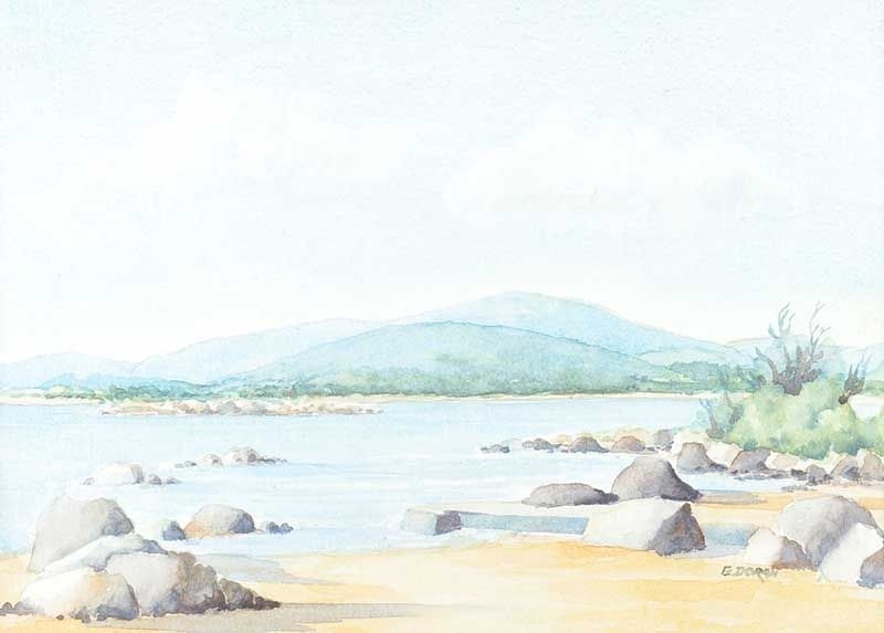 Artwork by E. Doran, ROCKY SHORE, Made of Watercolour Drawing