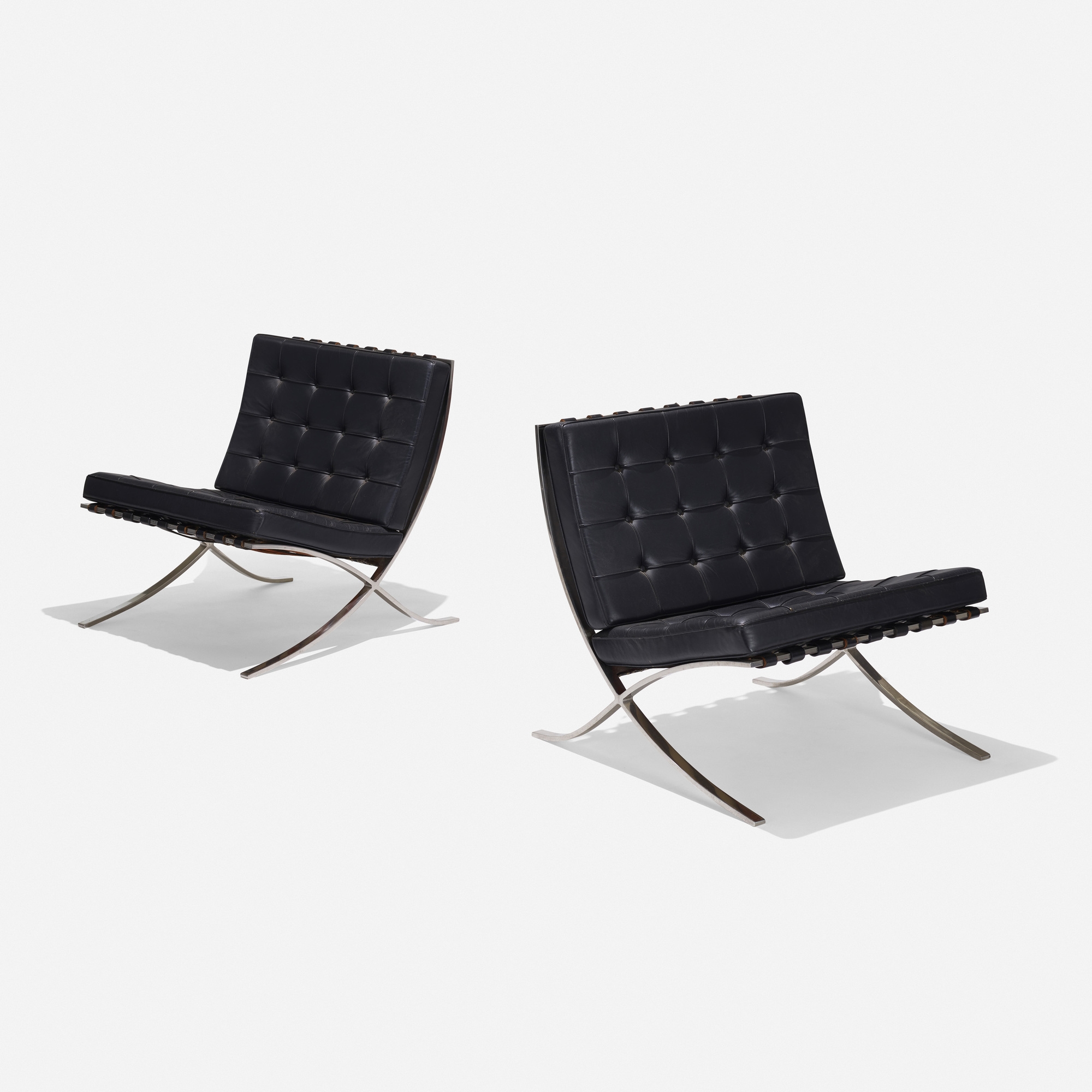 Barcelona chairs, pair by Ludwig Mies van der Rohe, circa 1965