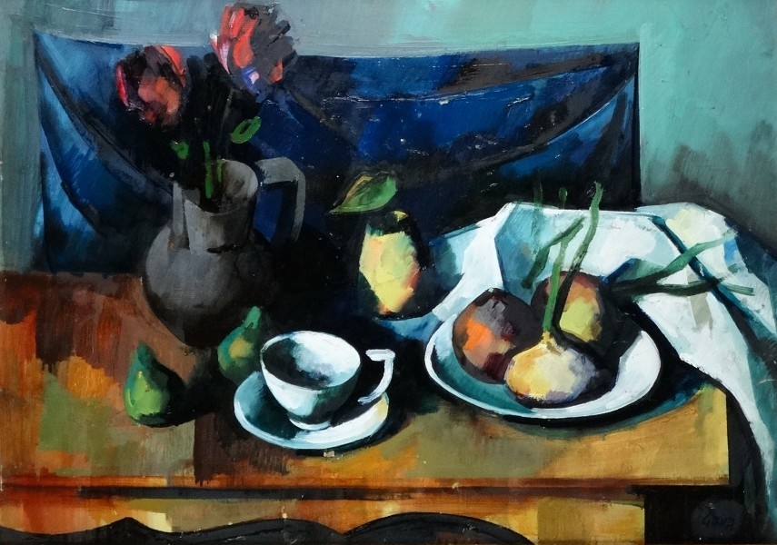 Artwork by György Gara, Csendélet, Made of oil on board