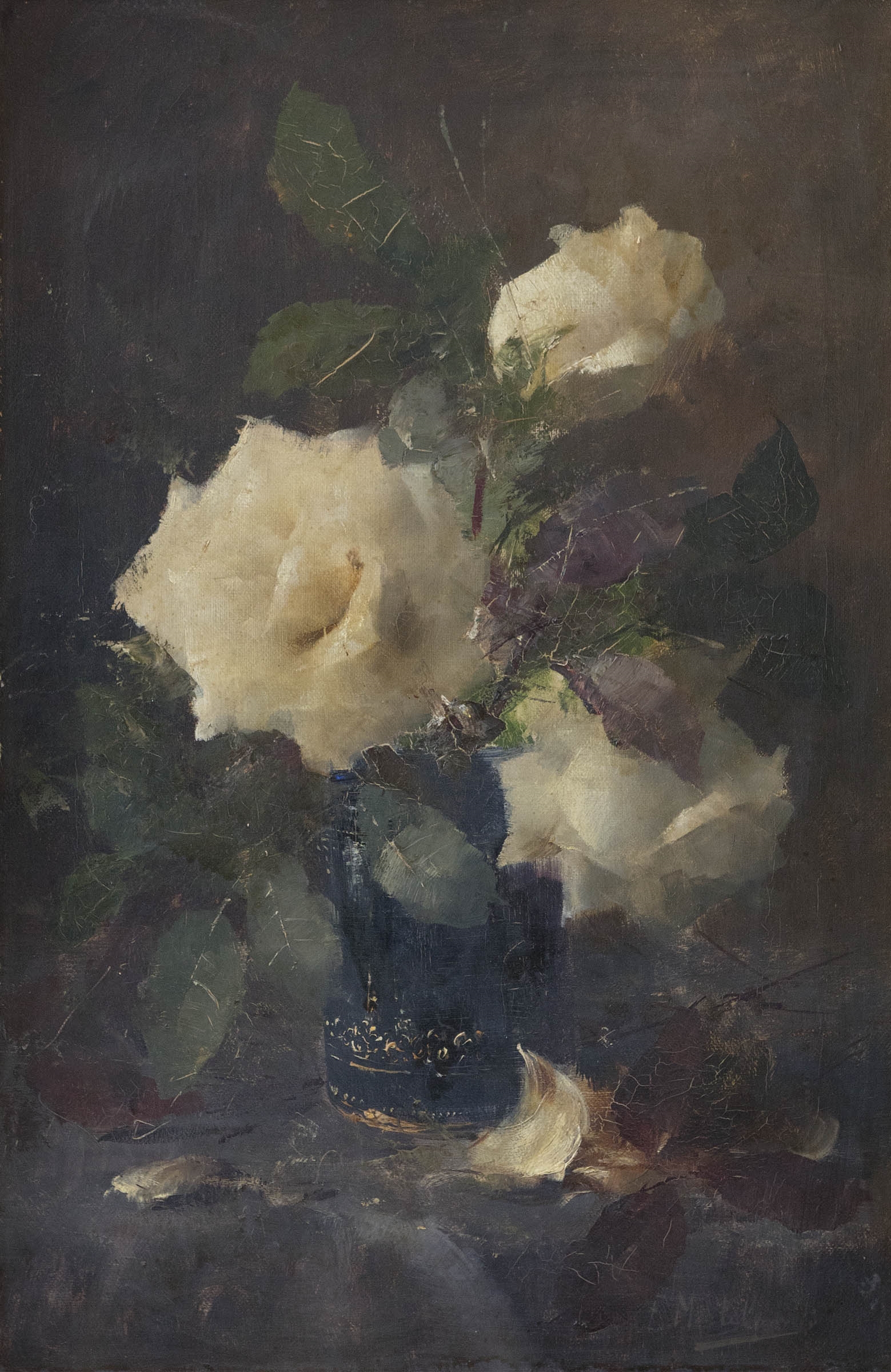 Frans Mortelmans | Still life with white roses in a vase | MutualArt