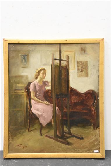 Femme au chevalet by Léonid Frechkop