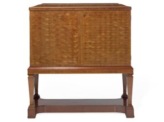 Freestanding mahogany cutlery cabinet with extensive marquetry of rosewood and light wood - Swedish Grace